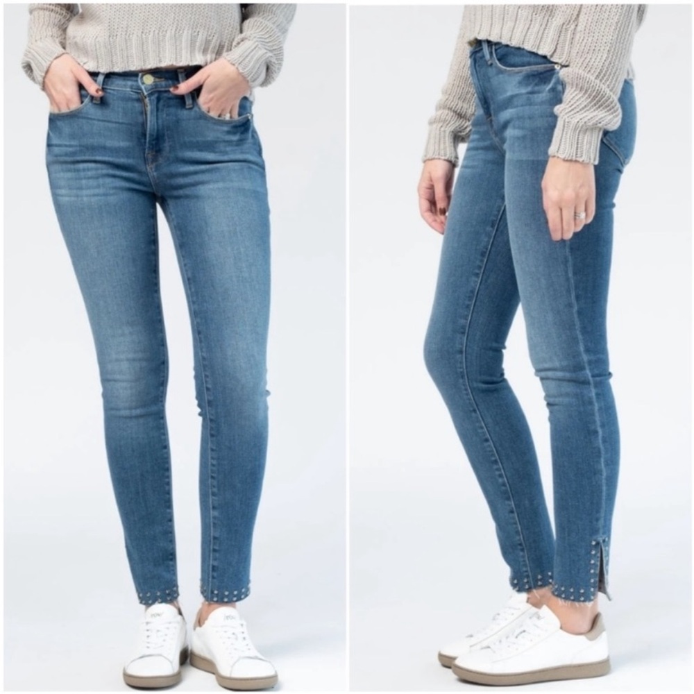 Frame Denim Le High Straight Studded Jeans Size 27